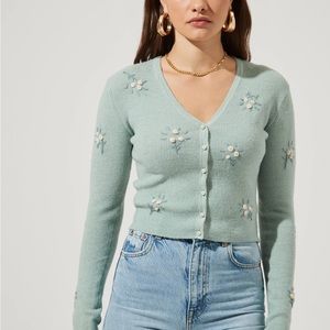 ASTR The Label Bouquet Floral Embroidered Cardigan